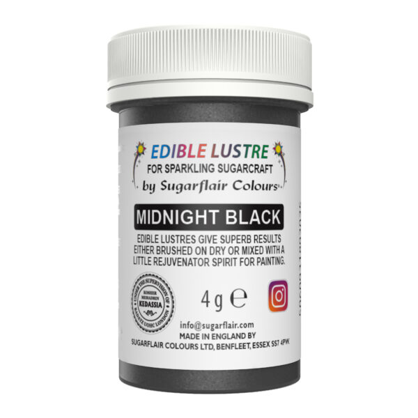Sugarflair Lustre Dust - Midnight Black (E171 Free) 4g