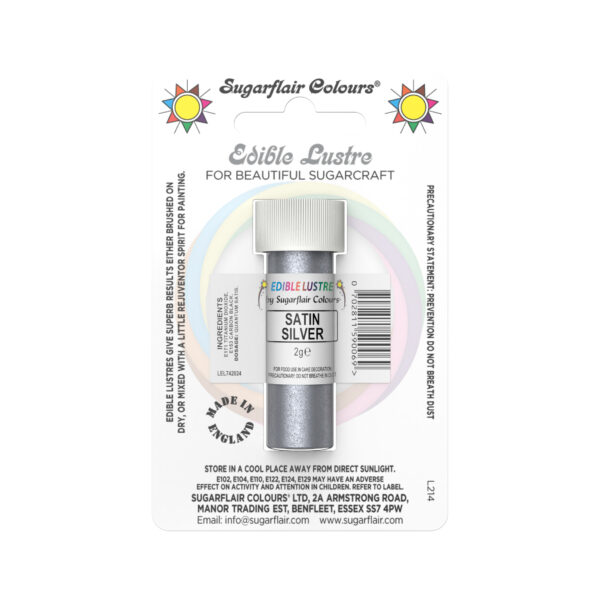 Sugarflair Lustre Dust - Satin Silver 2g