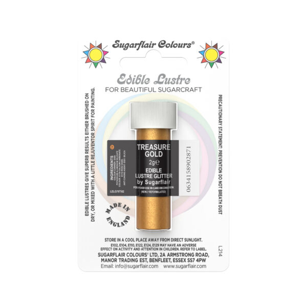 Sugarflair Lustre Glitter - Treasure Gold (E171 Free) 2g