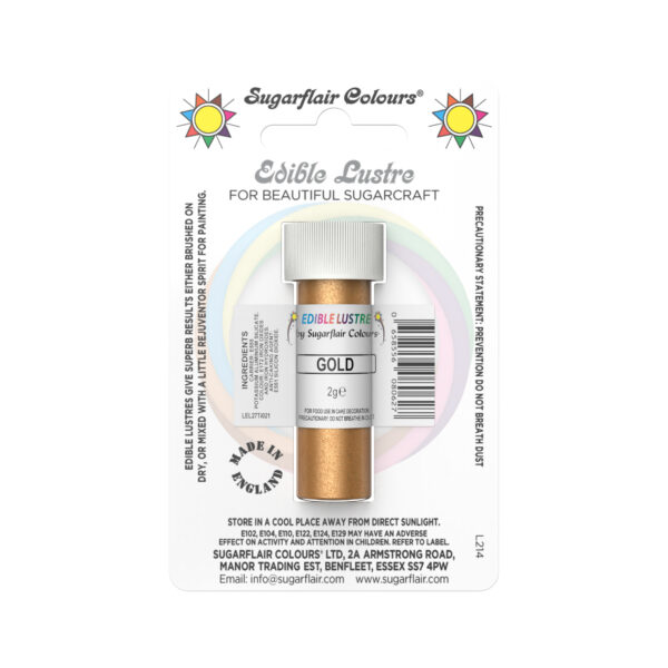 Sugarflair Lustre Dust - Gold (E171 Free) 2g