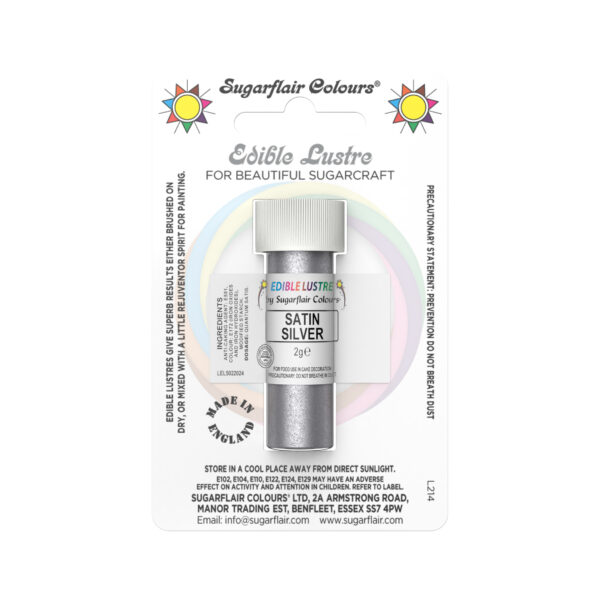 Sugarflair Lustre Dust - Satin Silver (E171 Free) 2g
