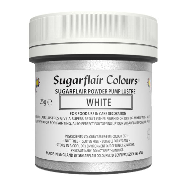 Sugarflair Powder Pump Glitter Dust Refill - White 25g