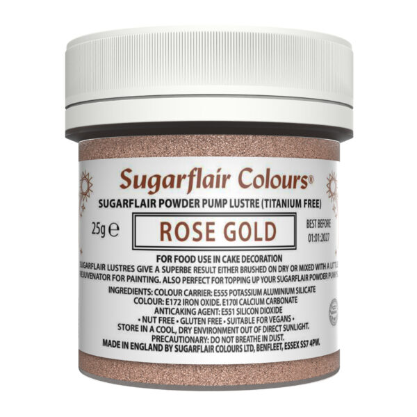 Sugarflair Powder Pump Glitter Dust Refill - Rose Gold (E171 Free) 25g