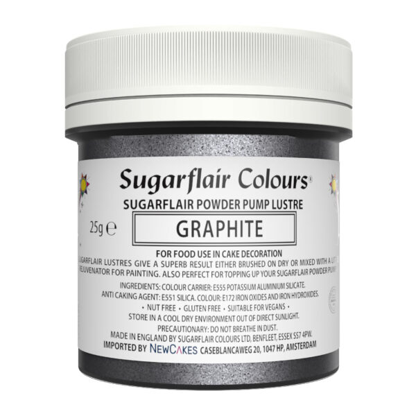 Sugarflair Powder Pump Glitter Dust Refill - Graphite (E171 Free) 25g