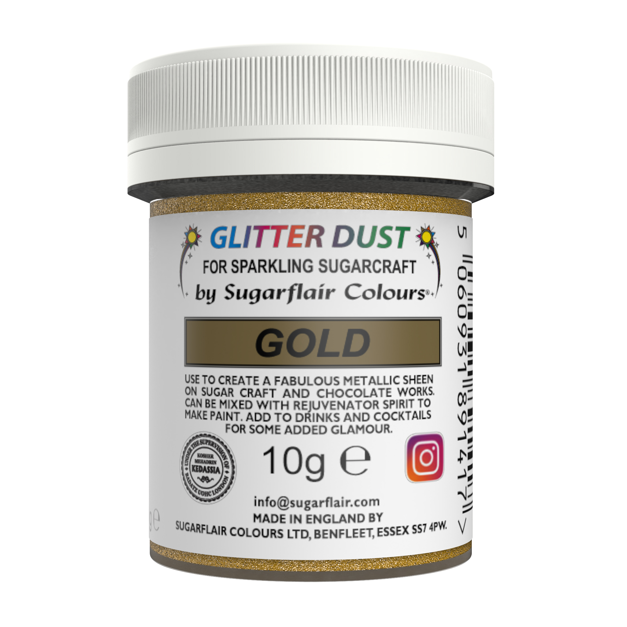 Sugarflair Edible Glitter Dust - Gold 10g