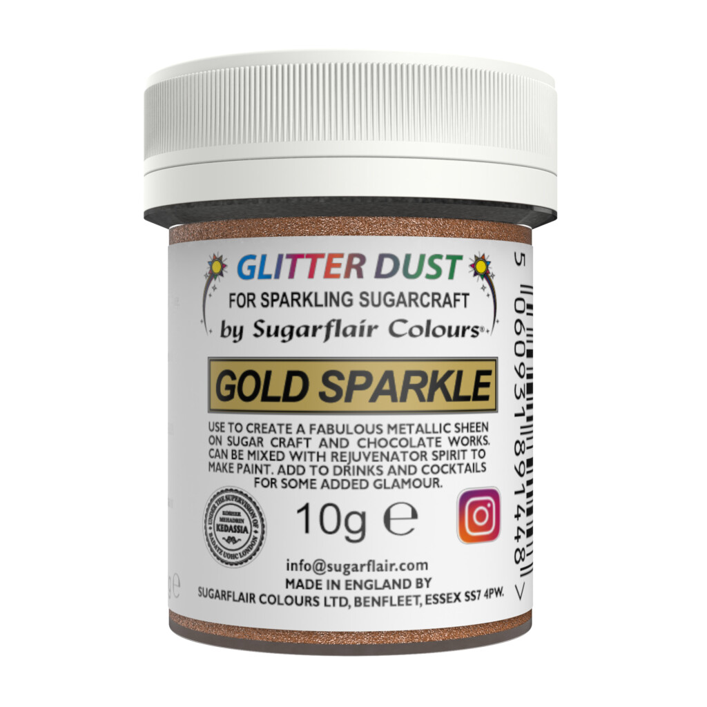 Sprackle Dust Sugarflair Edible Glitter Dust – Gold Sparkle (E171 Free) 10g – SugarFlair