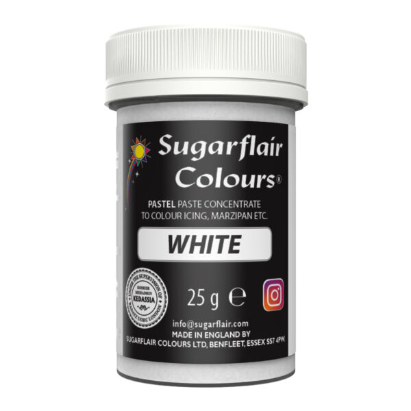 Sugarflair Pastel Paste Colour - White (E171 Free) 25g