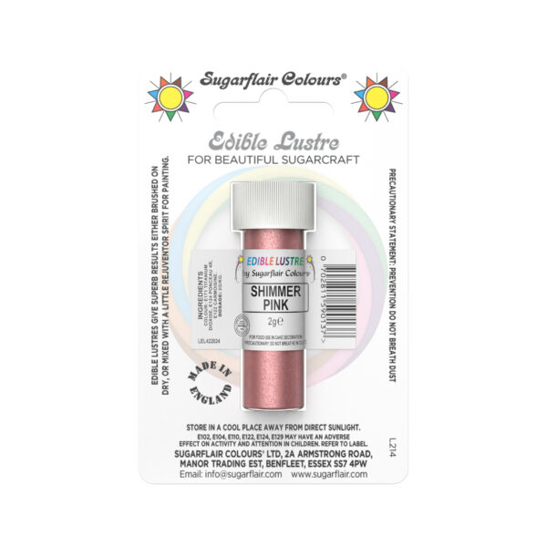 Sugarflair Lustre Dust - Shimmer Pink (E171 free) 2g