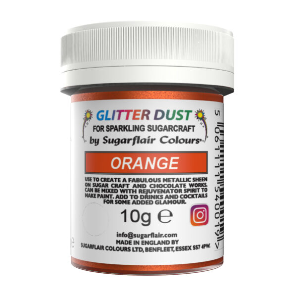 Sugarflair Edible Glitter Dust - Orange 10g
