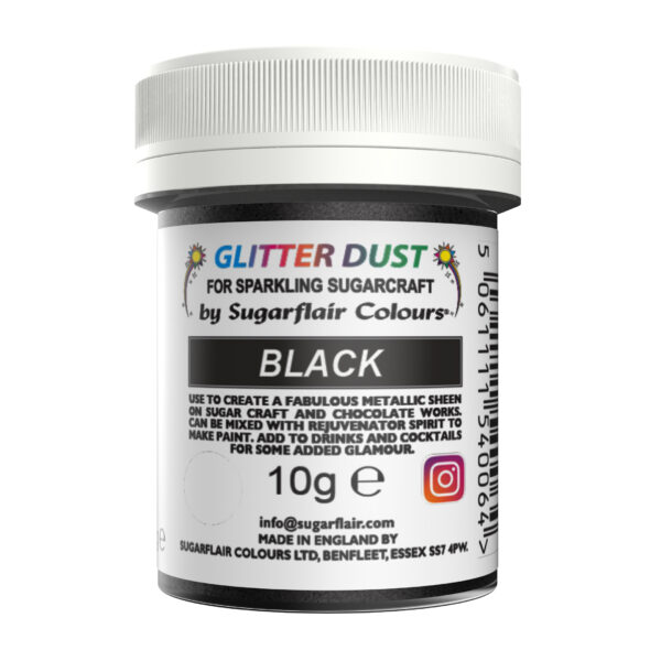 Sugarflair Edible Glitter Dust - Black 10g